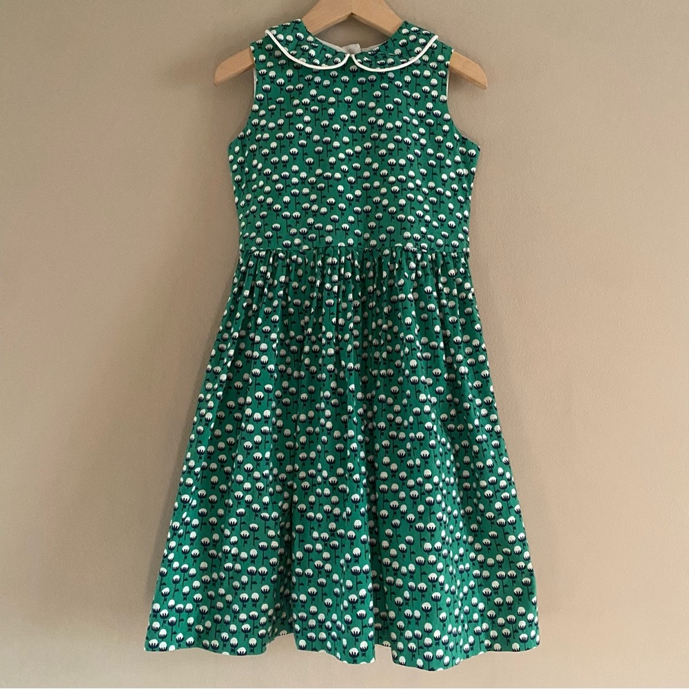 Seesaw Society Girl’s Green Floral Print Sleeveless Dress Waist Tie Modest Sz. 5
